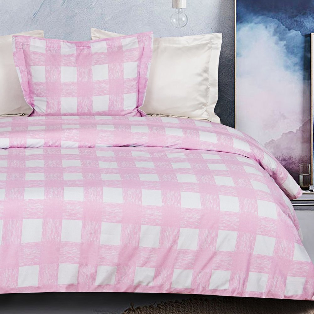 Twin Size Soft Pink and White  Comforter Cover Set